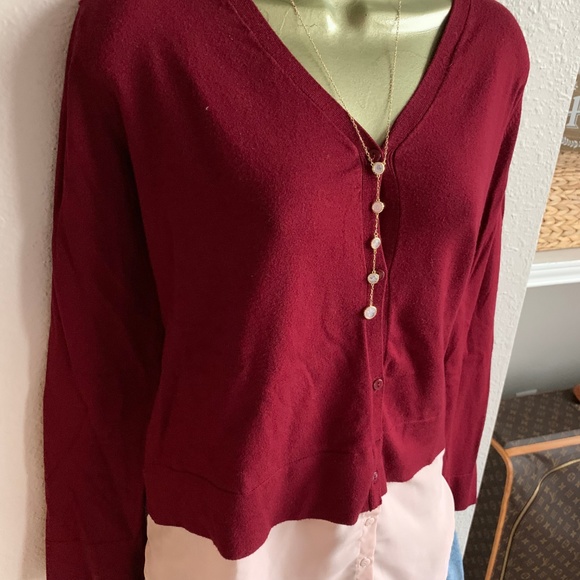 Skies are Blue Mixed Materials Layered Sweater - Picture 2 of 7